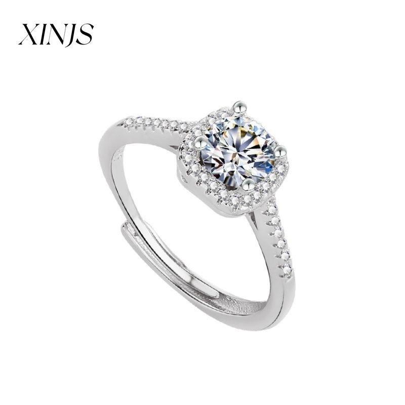 XINJS Fashionable Ladies' Small Candy Adjustable Ring Wedding Engagement Anniversary Birthday Gift Exquisite Packaging Jewelry