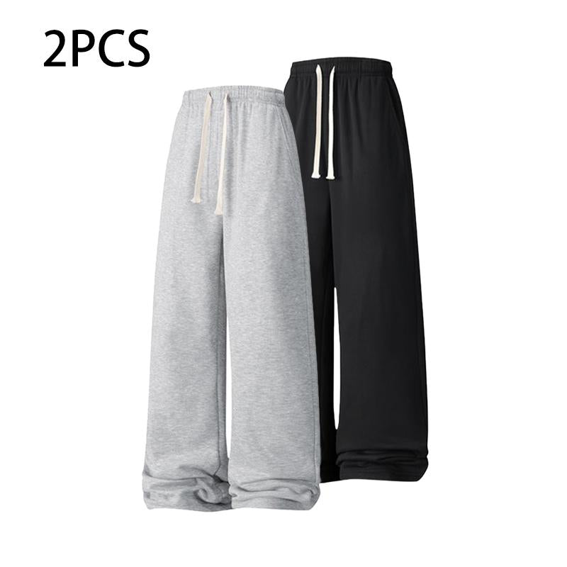 Men’S Loose Wide-Leg Drawstring Joggers—Street-Casual Loungewear with a Comfortable Fit and Jogger Cuffs; Casual High-Waisted Drawstring Joggers Suitable for All Seasons, Ideal for Men in Their 20S, Thanksgiving Parties, and Everyday Wear.