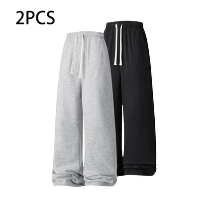 Men’S Loose Wide-Leg Drawstring Joggers—Street-Casual Loungewear with a Comfortable Fit and Jogger Cuffs; Casual High-Waisted Drawstring Joggers Suitable for All Seasons, Ideal for Men in Their 20S, Thanksgiving Parties, and Everyday Wear.