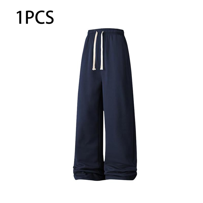 Men’S Loose Wide-Leg Drawstring Joggers—Street-Casual Loungewear with a Comfortable Fit and Jogger Cuffs; Casual High-Waisted Drawstring Joggers Suitable for All Seasons, Ideal for Men in Their 20S, Thanksgiving Parties, and Everyday Wear.