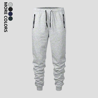 Men'S Spring & Autumn Lightweight Jogger Knit Pants Comfortable Casual Style Elastic Waistband Fashionable Zipper Pockets Letter Print Drawstring Zipper Design Perfect for Everyday Wear Modern Athletic Apparel Stretch Material Sweatpants