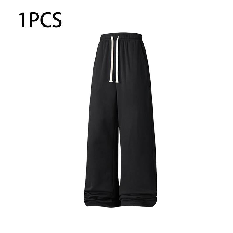 Men’S Loose Wide-Leg Drawstring Joggers—Street-Casual Loungewear with a Comfortable Fit and Jogger Cuffs; Casual High-Waisted Drawstring Joggers Suitable for All Seasons, Ideal for Men in Their 20S, Thanksgiving Parties, and Everyday Wear.