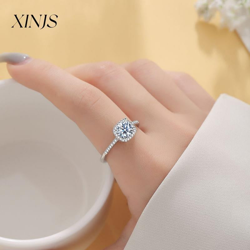 XINJS Fashionable Ladies' Small Candy Adjustable Ring Wedding Engagement Anniversary Birthday Gift Exquisite Packaging Jewelry
