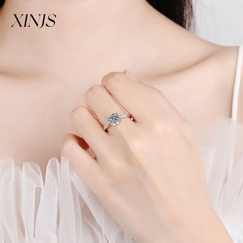 XINJS Fashionable Ladies' Small Candy Adjustable Ring Wedding Engagement Anniversary Birthday Gift Exquisite Packaging Jewelry