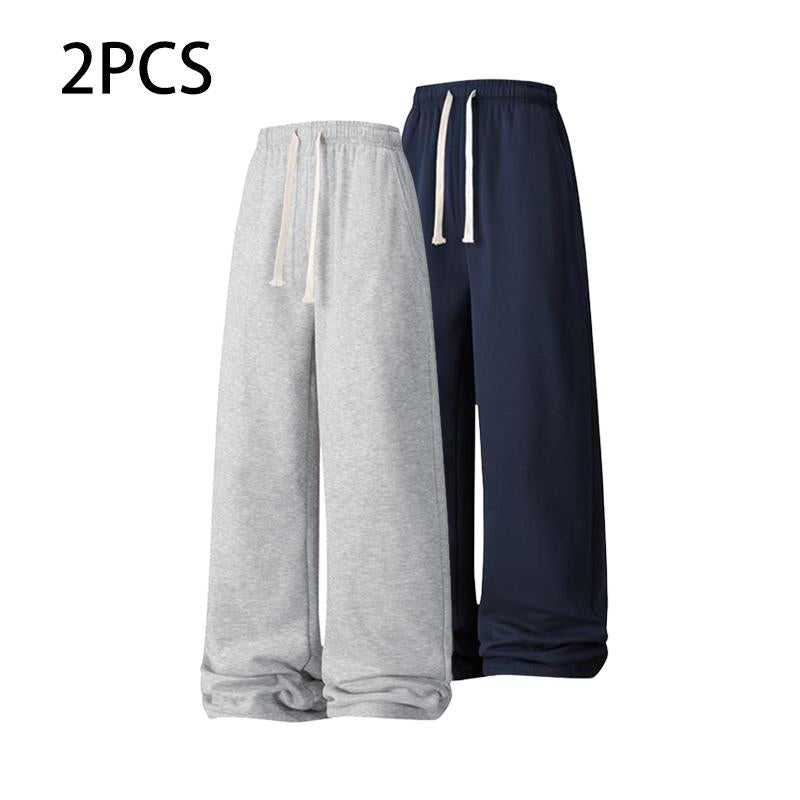 Men’S Loose Wide-Leg Drawstring Joggers—Street-Casual Loungewear with a Comfortable Fit and Jogger Cuffs; Casual High-Waisted Drawstring Joggers Suitable for All Seasons, Ideal for Men in Their 20S, Thanksgiving Parties, and Everyday Wear.