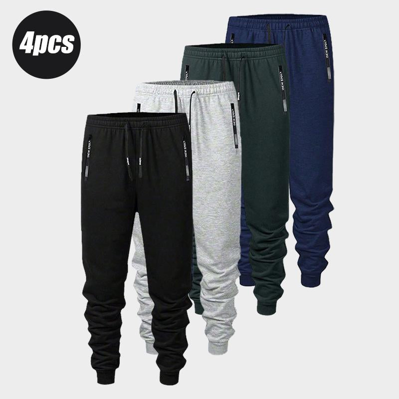 Men'S Spring & Autumn Lightweight Jogger Knit Pants Comfortable Casual Style Elastic Waistband Fashionable Zipper Pockets Letter Print Drawstring Zipper Design Perfect for Everyday Wear Modern Athletic Apparel Stretch Material Sweatpants