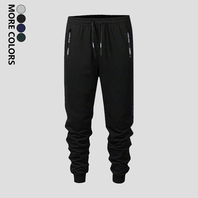 Men'S Spring & Autumn Lightweight Jogger Knit Pants Comfortable Casual Style Elastic Waistband Fashionable Zipper Pockets Letter Print Drawstring Zipper Design Perfect for Everyday Wear Modern Athletic Apparel Stretch Material Sweatpants