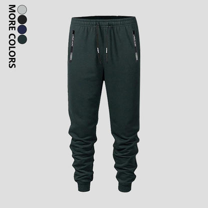 Men'S Spring & Autumn Lightweight Jogger Knit Pants Comfortable Casual Style Elastic Waistband Fashionable Zipper Pockets Letter Print Drawstring Zipper Design Perfect for Everyday Wear Modern Athletic Apparel Stretch Material Sweatpants