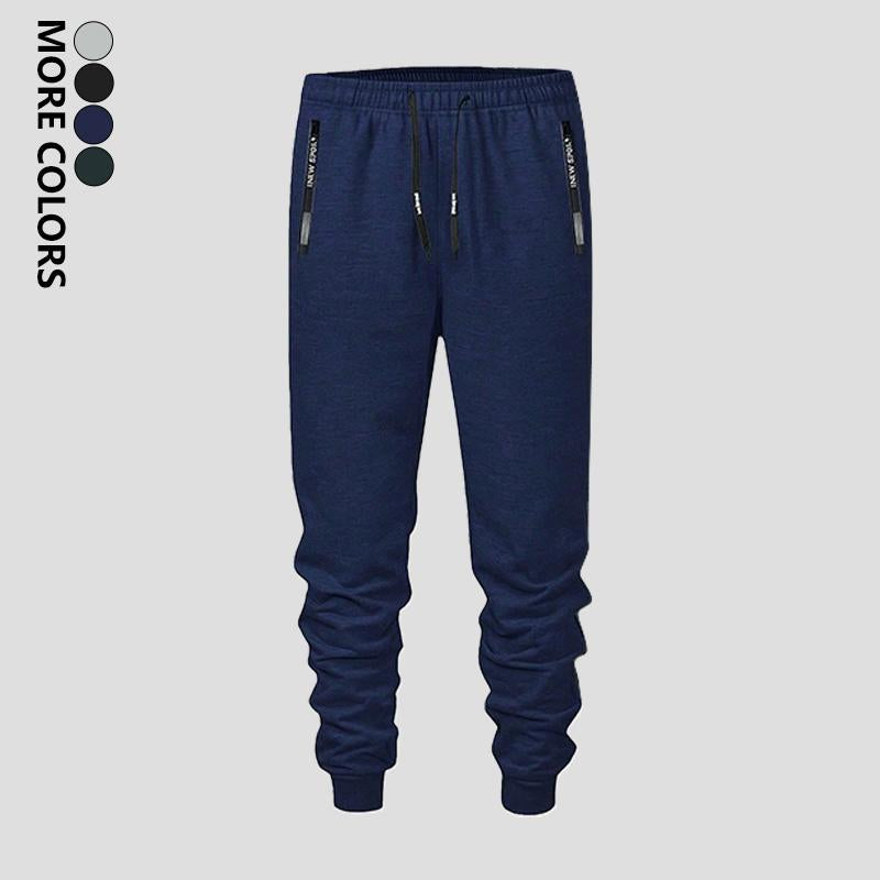 Men'S Spring & Autumn Lightweight Jogger Knit Pants Comfortable Casual Style Elastic Waistband Fashionable Zipper Pockets Letter Print Drawstring Zipper Design Perfect for Everyday Wear Modern Athletic Apparel Stretch Material Sweatpants