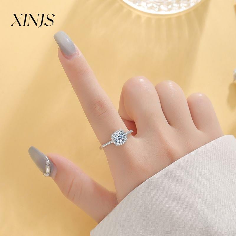 XINJS Fashionable Ladies' Small Candy Adjustable Ring Wedding Engagement Anniversary Birthday Gift Exquisite Packaging Jewelry