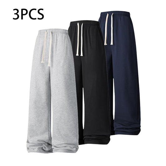 Men’S Loose Wide-Leg Drawstring Joggers—Street-Casual Loungewear with a Comfortable Fit and Jogger Cuffs; Casual High-Waisted Drawstring Joggers Suitable for All Seasons, Ideal for Men in Their 20S, Thanksgiving Parties, and Everyday Wear.