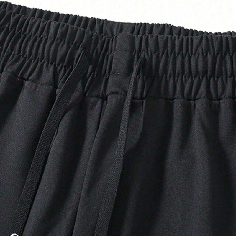 Men'S Spring & Autumn Lightweight Jogger Knit Pants Comfortable Casual Style Elastic Waistband Fashionable Zipper Pockets Letter Print Drawstring Zipper Design Perfect for Everyday Wear Modern Athletic Apparel Stretch Material Sweatpants